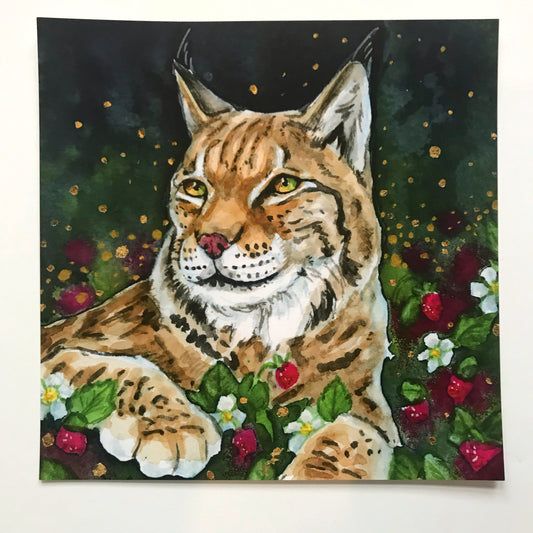 Lynx Print - Gold Embellished - Priscilla George Fine Art