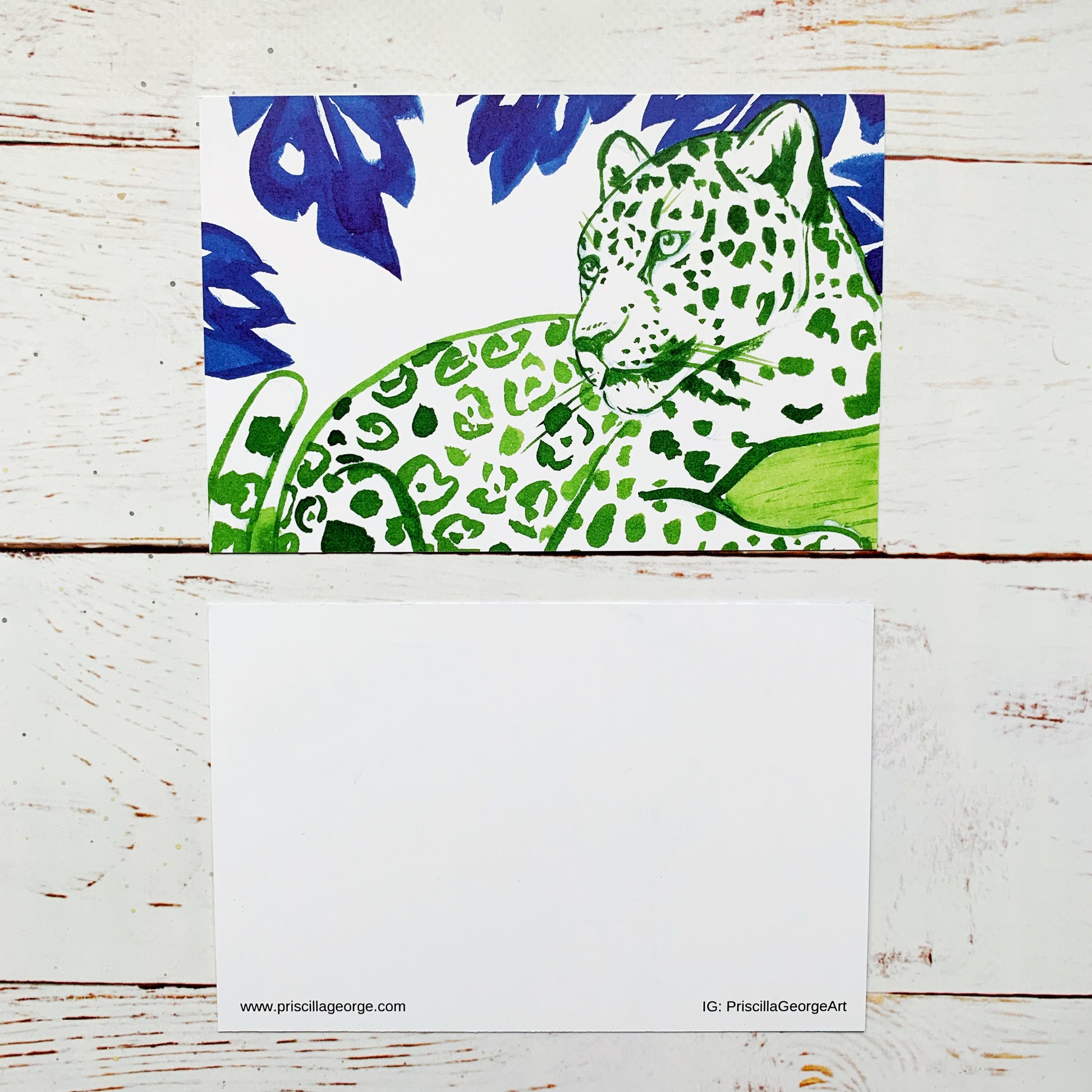 Leopard Postcard Pack of 5 - Priscilla George Fine Art